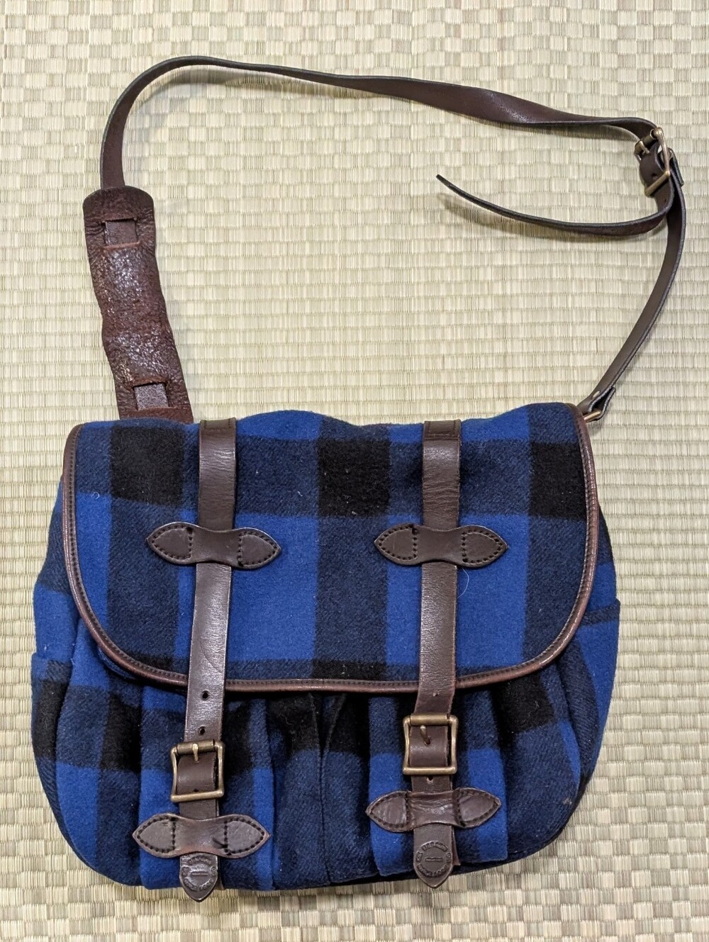 RARE Filson Medium Wool Field Bag Blue Buffalo Check Made in USA